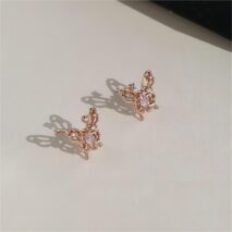 Dainty CZ Inlaid Hollowed-out Butterfly Earrings - ArtGalleryZen