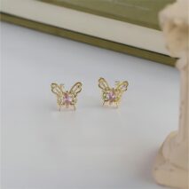 Dainty CZ Inlaid Hollowed-out Butterfly Earrings - ArtGalleryZen