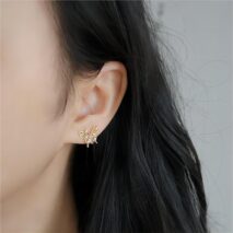 Dainty CZ Inlaid Hollowed-out Butterfly Earrings - ArtGalleryZen