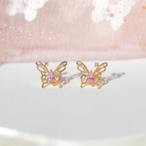 Dainty CZ Inlaid Hollowed-out Butterfly Earrings - ArtGalleryZen