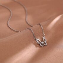 Dainty CZ Inlaid Hollowed-out Butterfly Necklace - ArtGalleryZen
