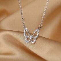 Dainty CZ Inlaid Hollowed-out Butterfly Necklace - ArtGalleryZen
