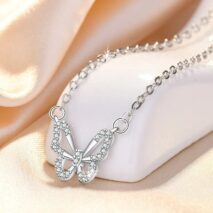 Dainty CZ Inlaid Hollowed-out Butterfly Necklace - ArtGalleryZen