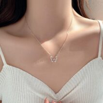 Dainty CZ Inlaid Hollowed-out Butterfly Necklace - ArtGalleryZen