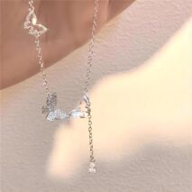 Dainty CZ Inlaid Hollowed-out Trio Butterfly Necklace - ArtGalleryZen