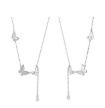 Dainty CZ Inlaid Hollowed-out Trio Butterfly Necklace - ArtGalleryZen