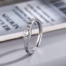 Dainty CZ Inlaid Kuromi Baku Pattern Matching Open Ring - ArtGalleryZen