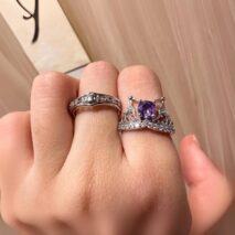 Dainty CZ Inlaid Kuromi Baku Pattern Matching Open Ring - ArtGalleryZen