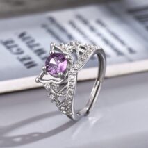 Dainty CZ Inlaid Kuromi Baku Pattern Matching Open Ring - ArtGalleryZen