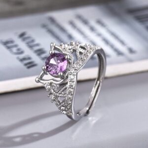 Dainty CZ Inlaid Kuromi Baku Pattern Matching Open Ring - ArtGalleryZen