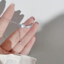 Dainty CZ Inlaid Meteor Star Moon Phase Necklace - ArtGalleryZen