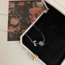 Dainty CZ Inlaid Natural Opal Tulip Chain Necklace - ArtGalleryZen