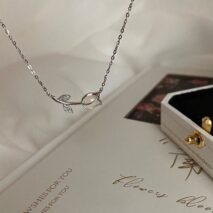 Dainty CZ Inlaid Natural Opal Tulip Chain Necklace - ArtGalleryZen