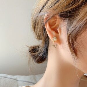 Dainty CZ Inlaid Natural Opal Tulip Earrings - ArtGalleryZen