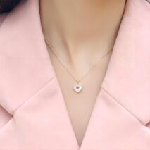 Dainty CZ Inlaid Natural Shell Heart Pendant Necklace - ArtGalleryZen