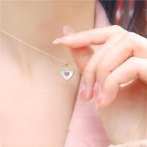 Dainty CZ Inlaid Natural Shell Heart Pendant Necklace - ArtGalleryZen