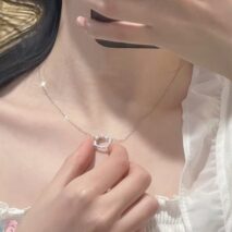 Dainty CZ Inlaid Pearl Charm KT Pendant Necklace - ArtGalleryZen