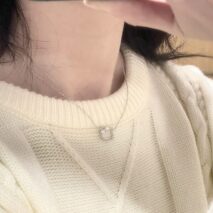 Dainty CZ Inlaid Pearl Charm KT Pendant Necklace - ArtGalleryZen