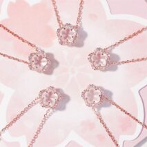 Dainty CZ Inlaid Pink Cherry Blossom Necklace - ArtGalleryZen