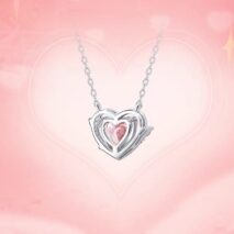 Dainty CZ Inlaid Pink Crystal Heart Necklace - ArtGalleryZen