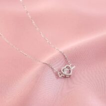 Dainty CZ Inlaid Rolling Crystal Angel Heart Wings Necklace - ArtGalleryZen