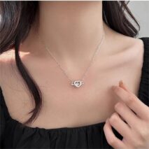 Dainty CZ Inlaid Rolling Crystal Angel Heart Wings Necklace - ArtGalleryZen