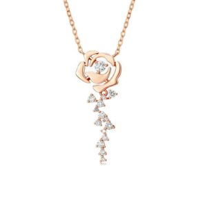 Dainty CZ Inlaid Rose Necklace - ArtGalleryZen