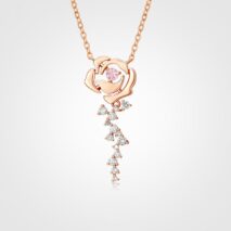 Dainty CZ Inlaid Rose Necklace - ArtGalleryZen