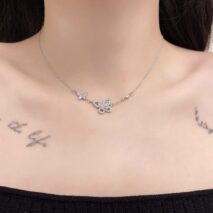 Dainty CZ Inlaid S925 Sterling Silver Duo Butterfly Necklace - ArtGalleryZen