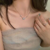 Dainty CZ Inlaid S925 Sterling Silver Duo Butterfly Necklace - ArtGalleryZen