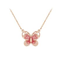 Dainty Enamel Filigree Inlay Butterfly Necklace - ArtGalleryZen