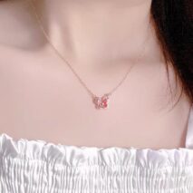 Dainty Enamel Filigree Inlay Butterfly Necklace - ArtGalleryZen