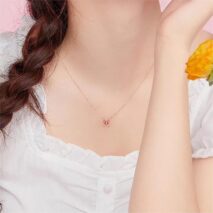 Dainty Enamel Filigree Inlay Butterfly Necklace - ArtGalleryZen