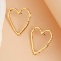 Dainty Geometric Hollow Heart Stud Earrings - ArtGalleryZen