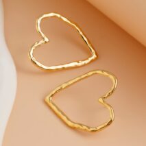 Dainty Geometric Hollow Heart Stud Earrings - ArtGalleryZen