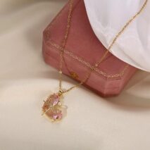 Dainty Gold Silver Tone Bowknot Heart CZ Pendant Necklace - ArtGalleryZen