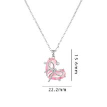 Dainty Gold Silver Tone Bowknot Heart CZ Pendant Necklace - ArtGalleryZen