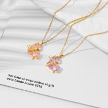 Dainty Gold Silver Tone Bowknot Heart CZ Pendant Necklace - ArtGalleryZen