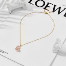 Dainty Gold Silver Tone Bowknot Heart CZ Pendant Necklace - ArtGalleryZen