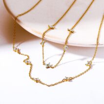 Dainty Handmade 18K Gold Crystal Flower Necklace - ArtGalleryZen