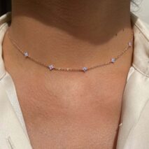 Dainty Handmade 18K Gold Crystal Flower Necklace - ArtGalleryZen