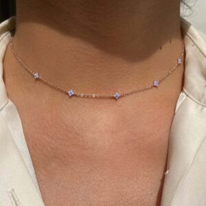 Dainty Handmade 18K Gold Crystal Flower Necklace - ArtGalleryZen
