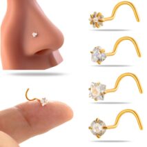 Dainty Heart Star CZ Stainless Steel Nose Piercing Nose Stud - ArtGalleryZen