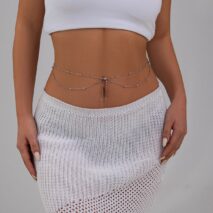 Dainty Layered Gold Silver Tone Saturn Belly Chain - ArtGalleryZen