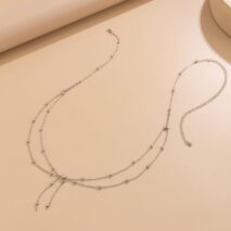 Dainty Layered Gold Silver Tone Saturn Belly Chain - ArtGalleryZen
