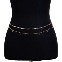 Dainty Layered Pearl Ball Tassel Curb Belly Chain Set - ArtGalleryZen