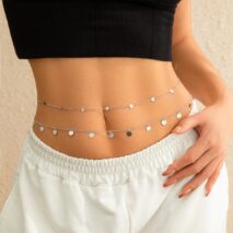 Dainty Layered Sequin Tassel Saturn Belly Chain Set - ArtGalleryZen