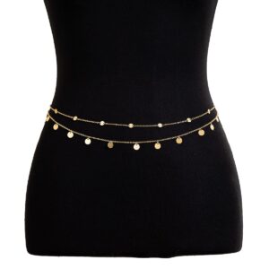 Dainty Layered Sequin Tassel Saturn Belly Chain Set - ArtGalleryZen
