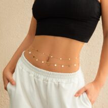 Dainty Layered Sequin Tassel Saturn Belly Chain Set - ArtGalleryZen