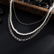 Dainty Layering Cross Pendant Pearl Trouser Chain - ArtGalleryZen